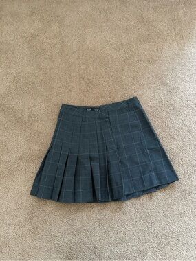 Zara Charcoal Plaid Pleated Mini Skirt